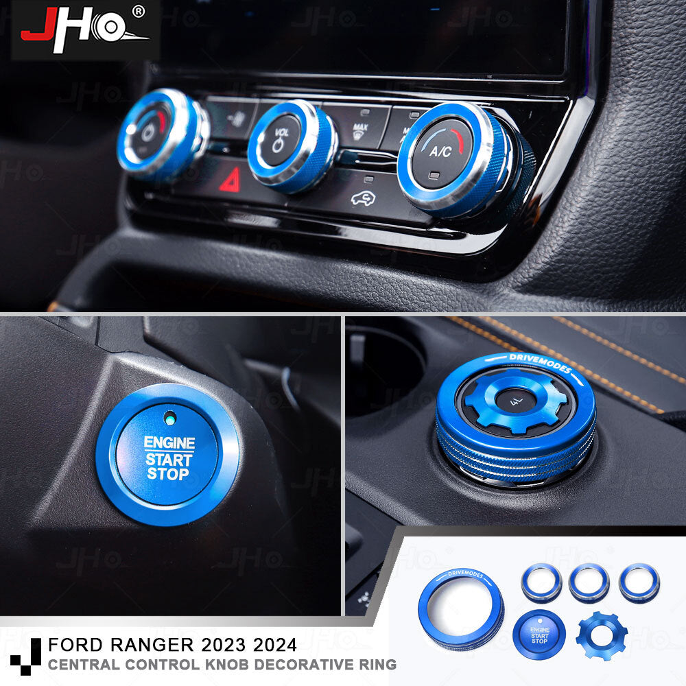 Blue Aluminum Central Control Knob Ring Cover Trim Decor For Ranger 2023-2024