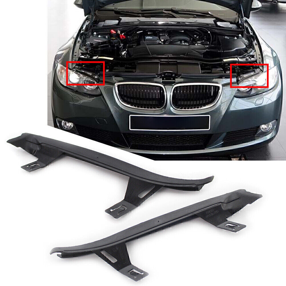 2pcs Upper Headlight Gaskets Left Right Set Black for BMW 3 Series E92 E93