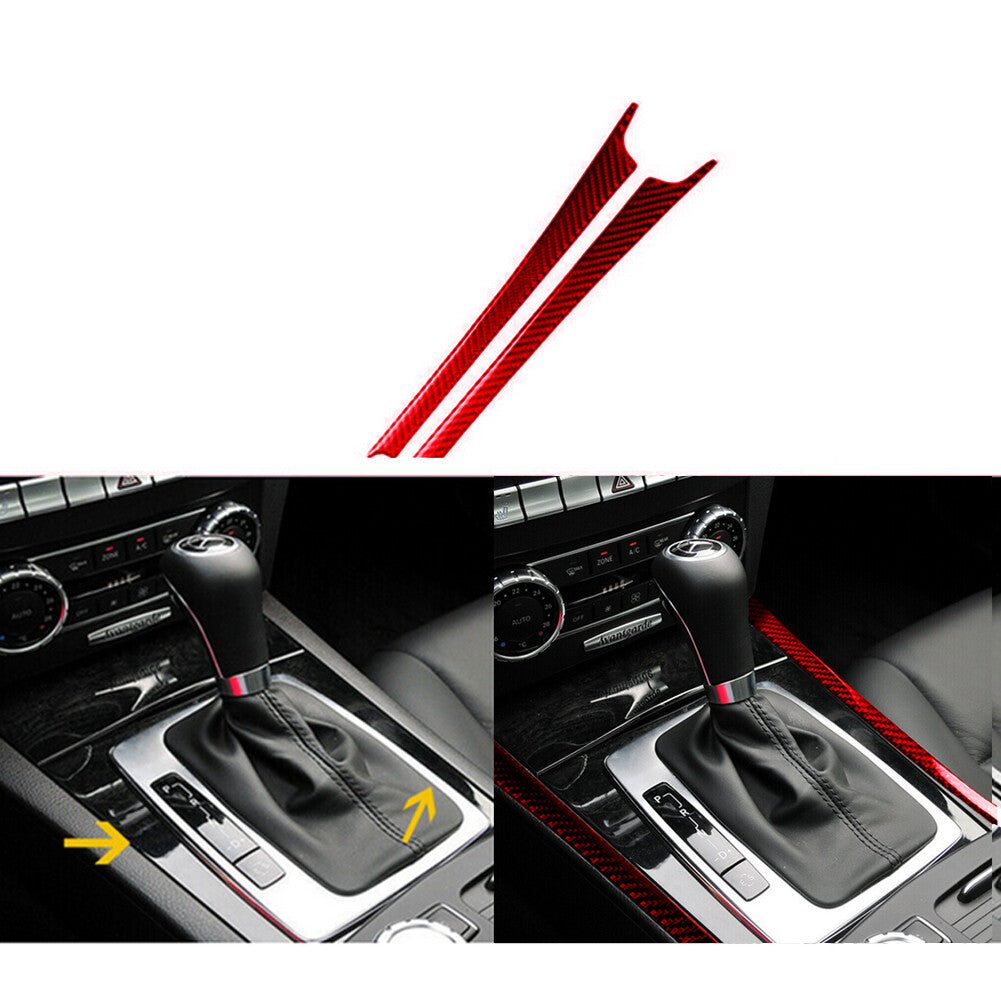 Red Carbon Fiber Gear Shift Side Decorative Trim for Mercedes Benz W204 2007-10