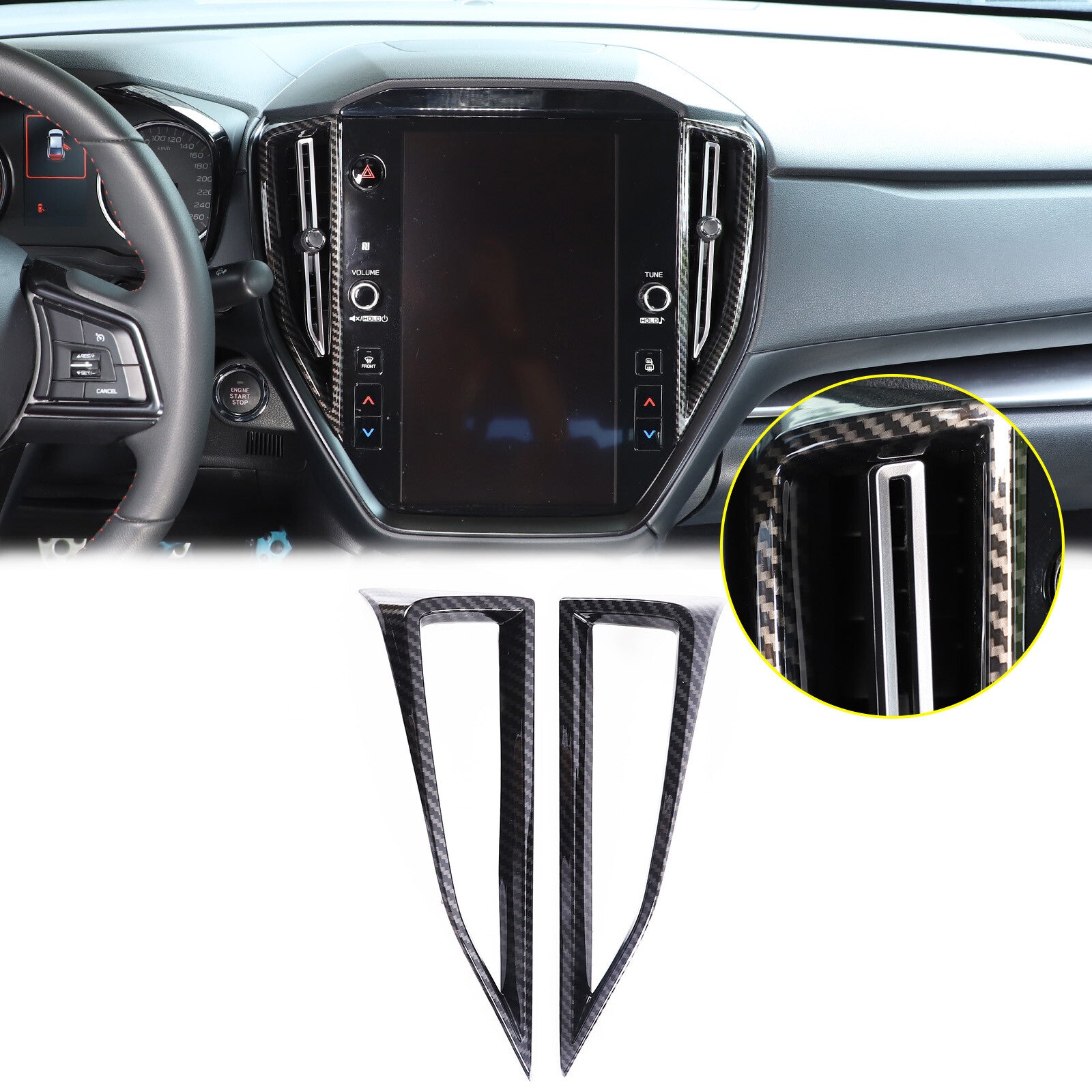 Carbon Look Gear Shift side trim L-stripes for BMW 3 Series F30 F34 3GT 2013-19
