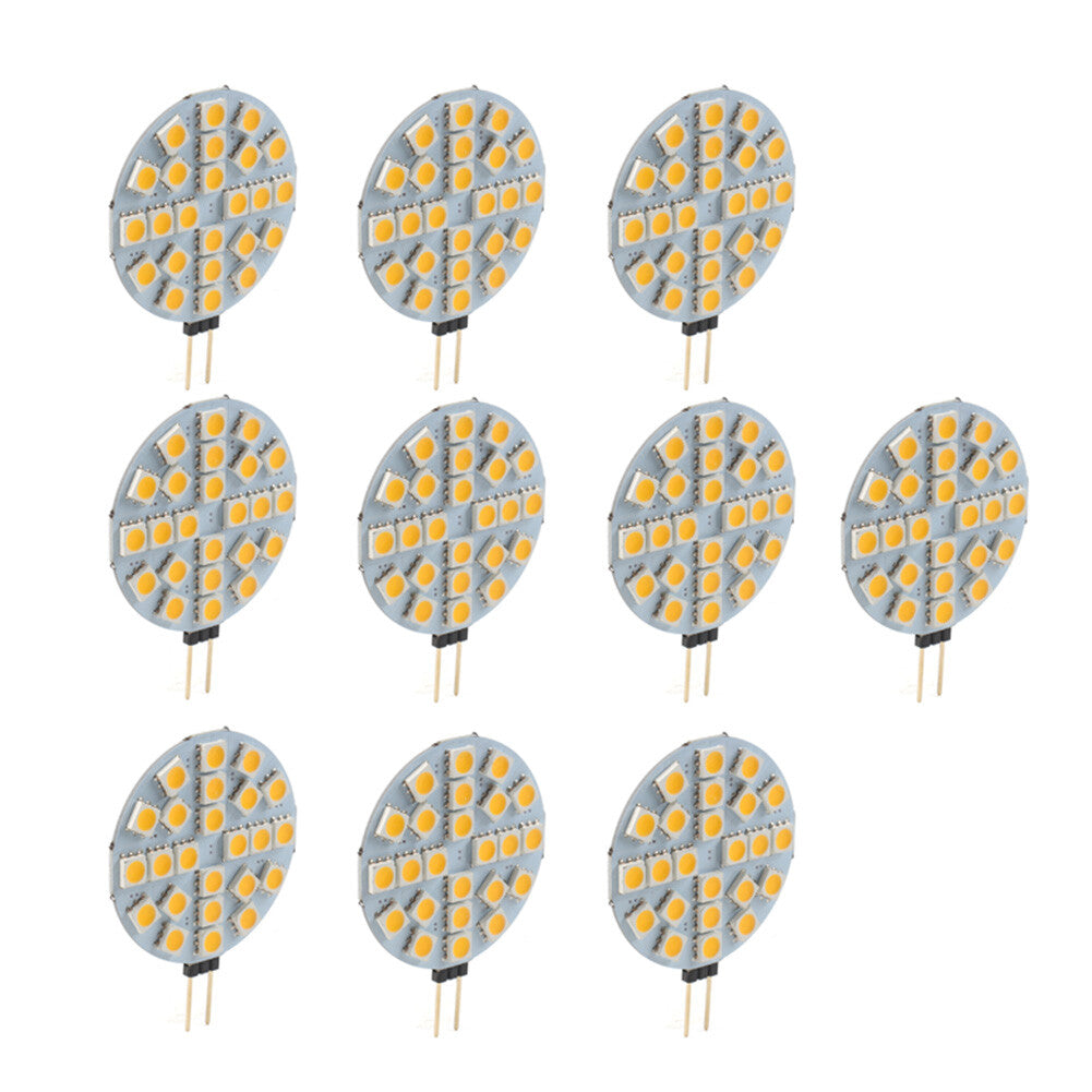 DC12V G4 Socket LED 5050 SMD 24 LED Warm White Light Lamp Round Bulb Fit Car 10x