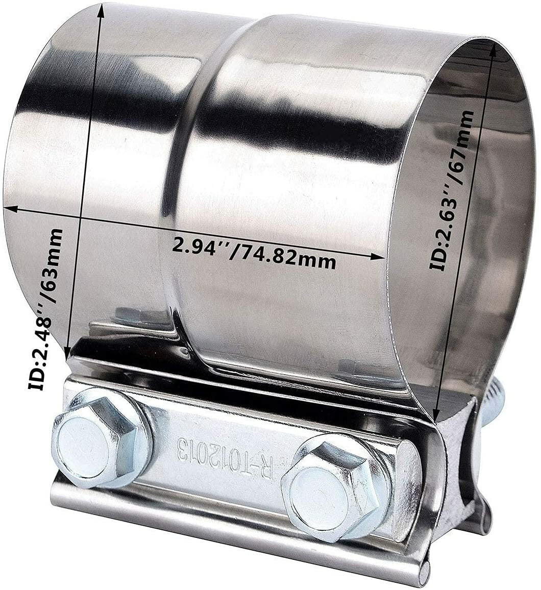 2.5-inch ring connector with clip exhaust clamp, stainless steel, 2 pieces