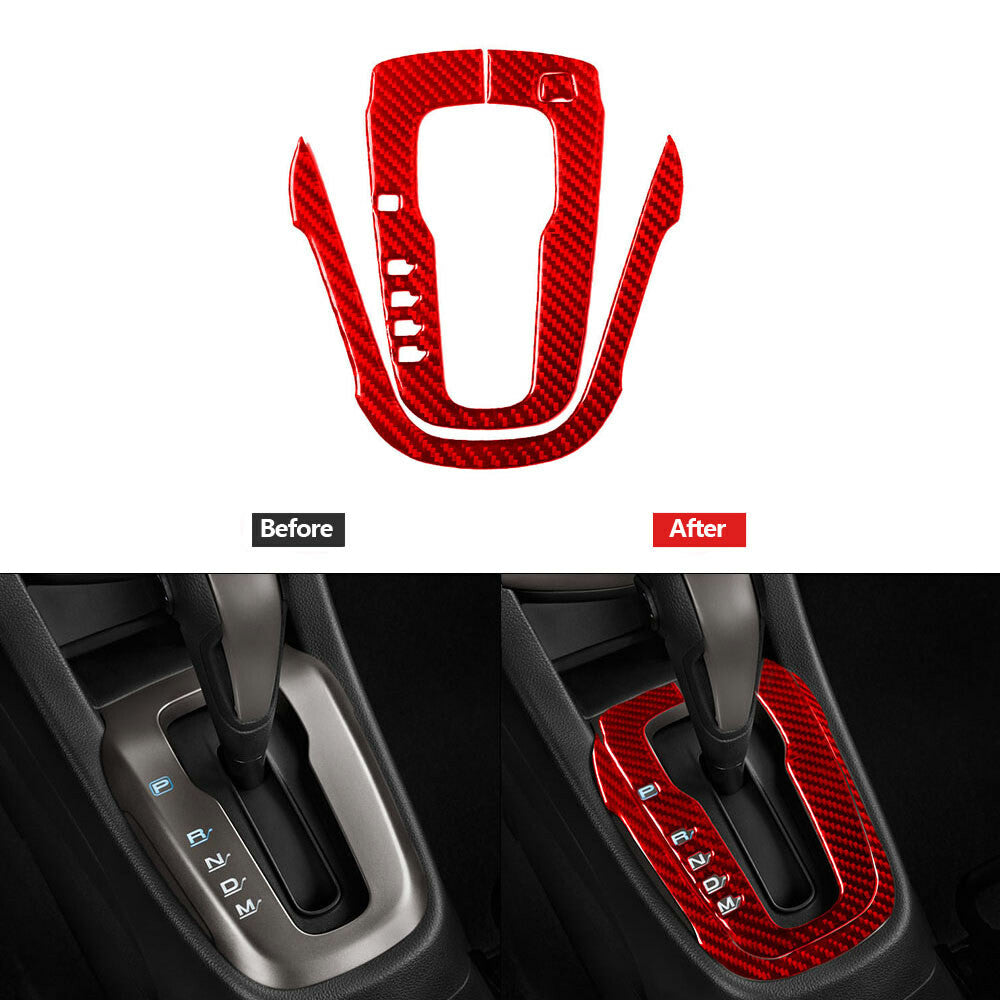 3Pcs Red Carbon Fiber Automatic Gear Shift Cover Trim for Chevrolet Sonic 12-16