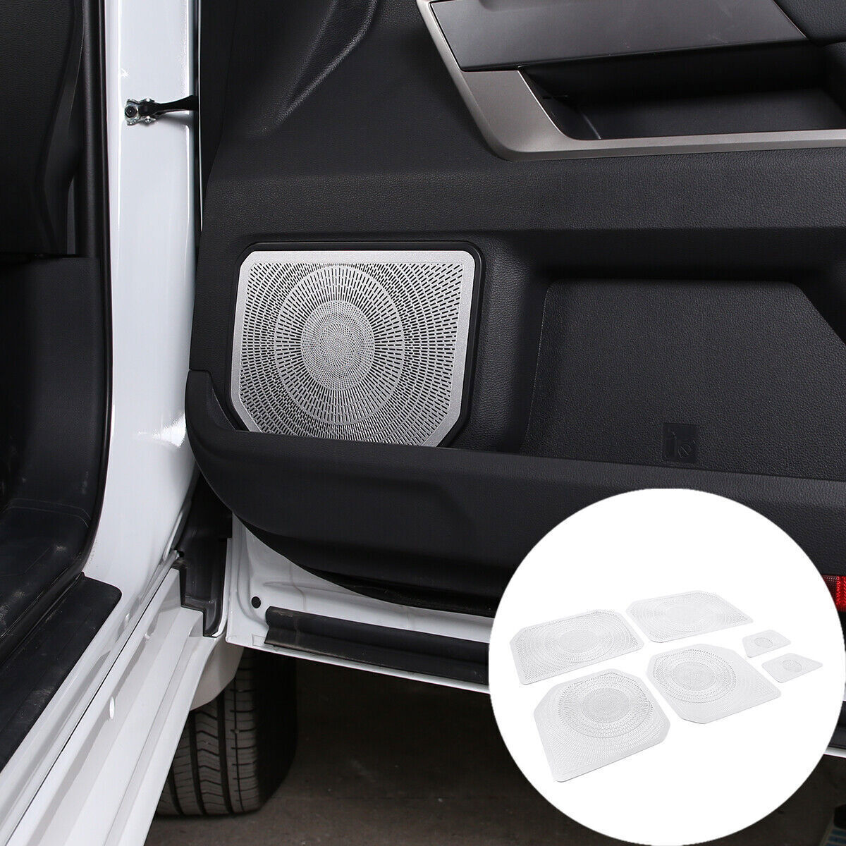6PCS Silver Steel Inner Door Speaker Net Cover Trim for Toyota Tundra 2022-24