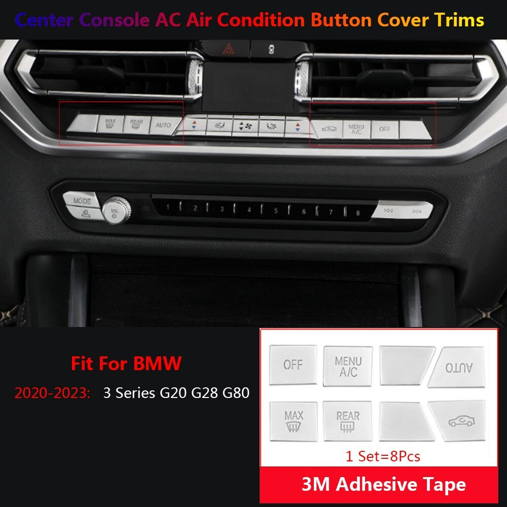 8Pcs for BMW 3 Series G20 G80 G28 Car Console Air Condition AC Switch Cover Trim