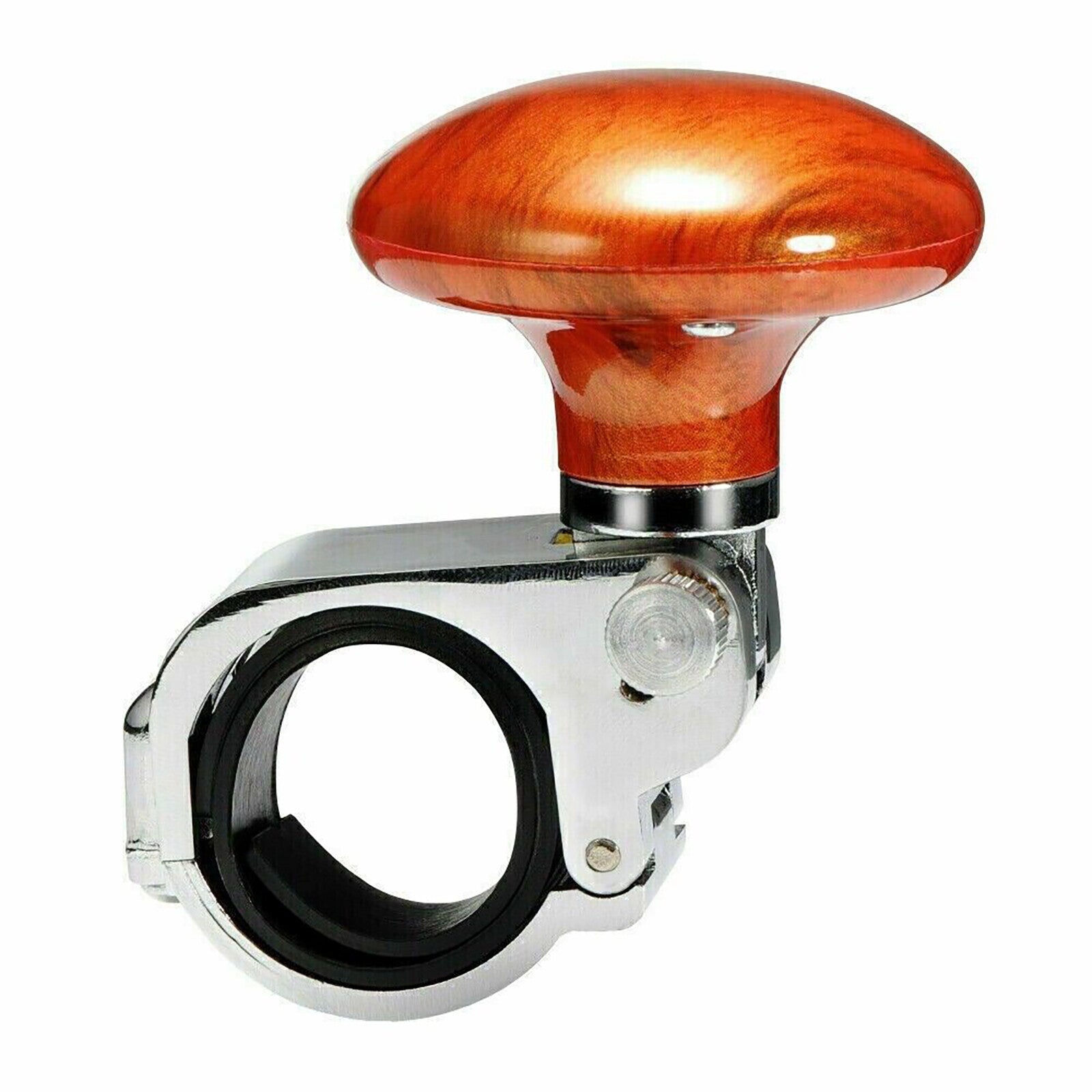 Woodgrain+Silver Steering Wheel Spinner Knob Handle Durable Replacement Parts