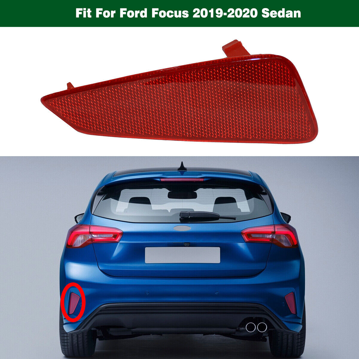 Left Driver Rear Bumper Reflector JX7B-13B415-CA for Ford Focus 2019-2020 Sedan