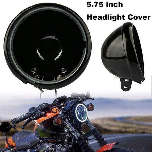 5.75-inch 5-3/4-inch Black Headlight Cover Housing Mount Bucket for Harley-Davidson Motorcycles
