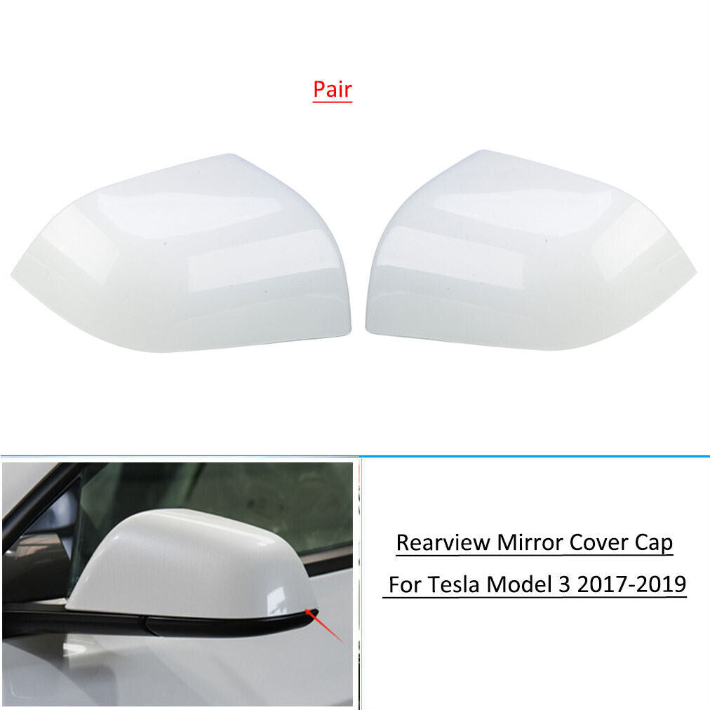 Pair Rearview Mirror Cap Cover Fit for Tesla Model 3 2017 2018 2019 White 2PCS