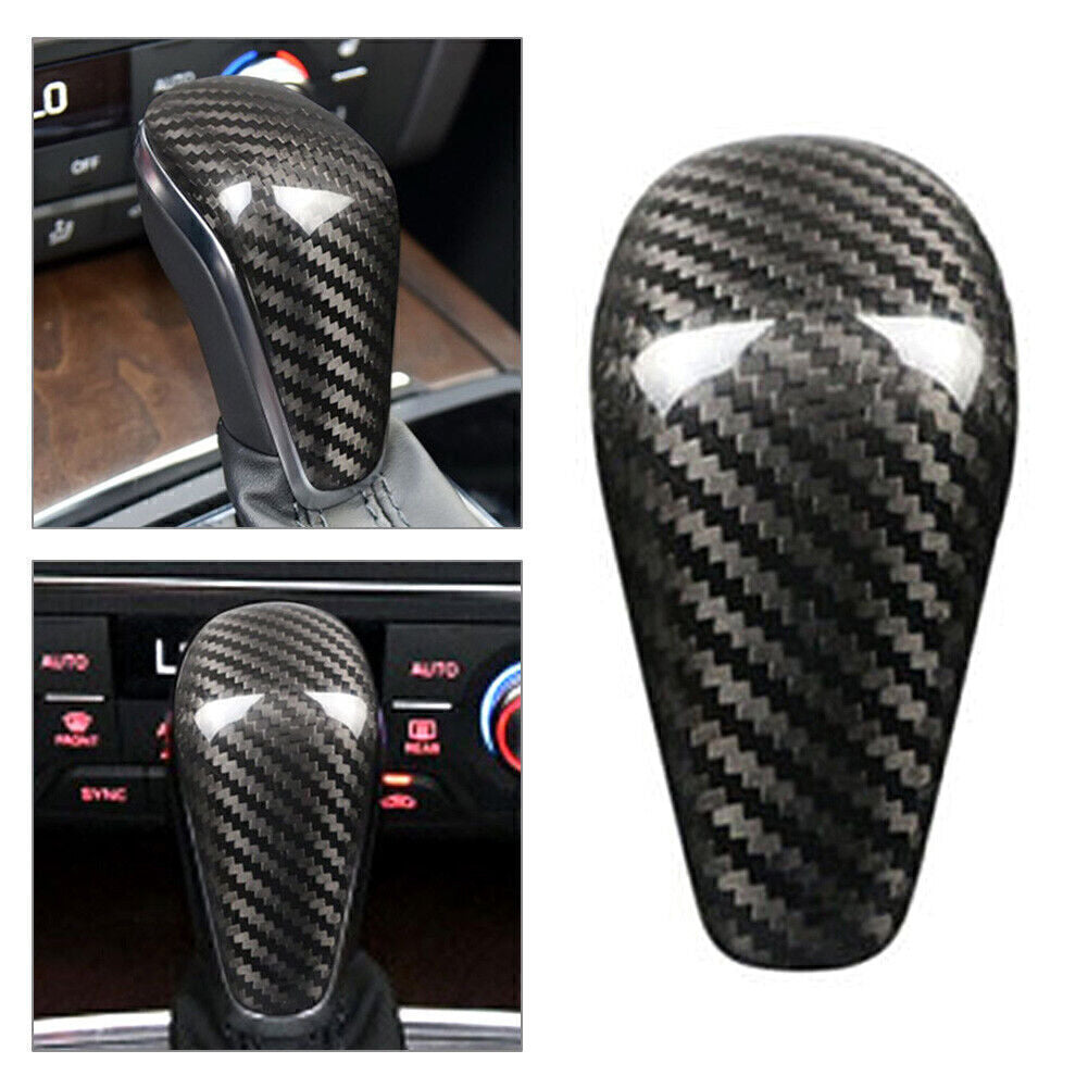 Carbon Fiber Look Gear Shift Knob Cover Trim Fit for Audi A6 2016-2018/A7 2015-2018