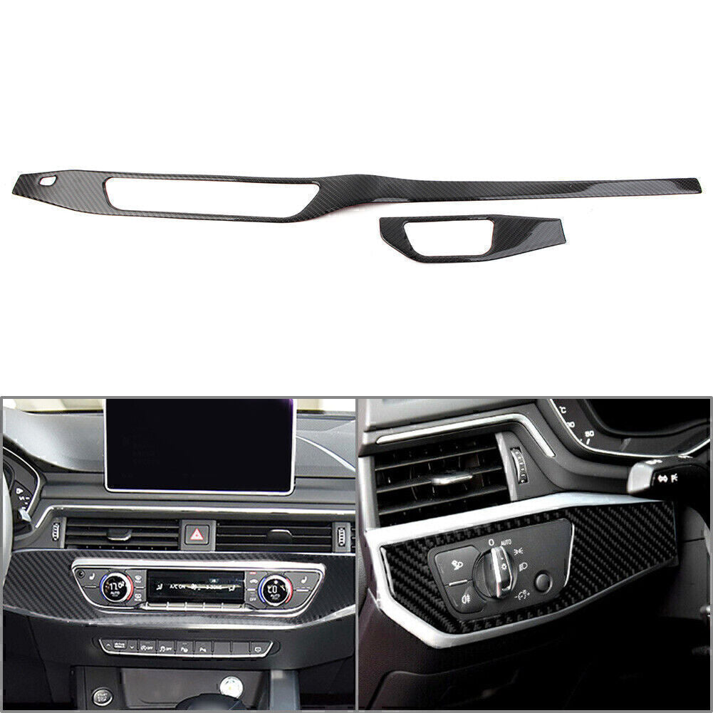 Carbon Fiber Interior Upper Air Vent Outlet Cover Trim Fit for Audi A4 B9 17-20 LHD