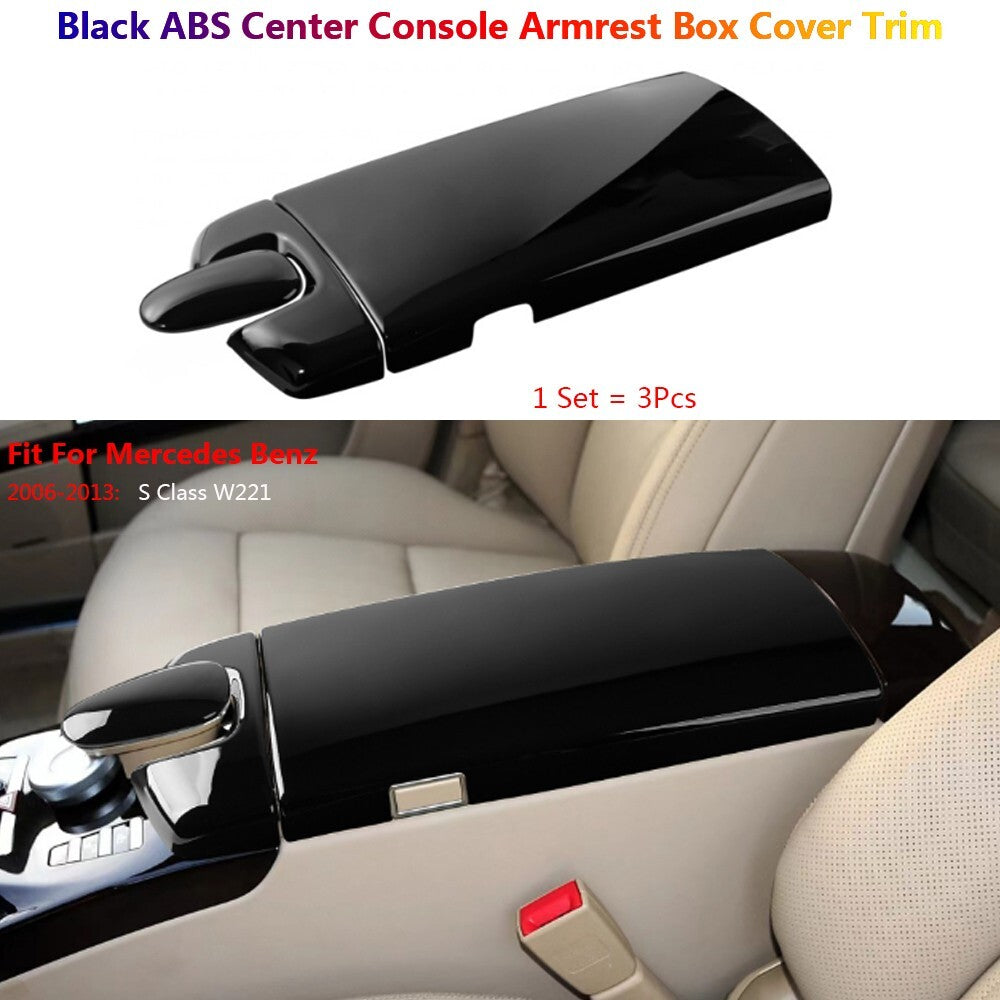 Black for Mercedes-Benz S W221 Car Center Console Armrest Box Cover Trims