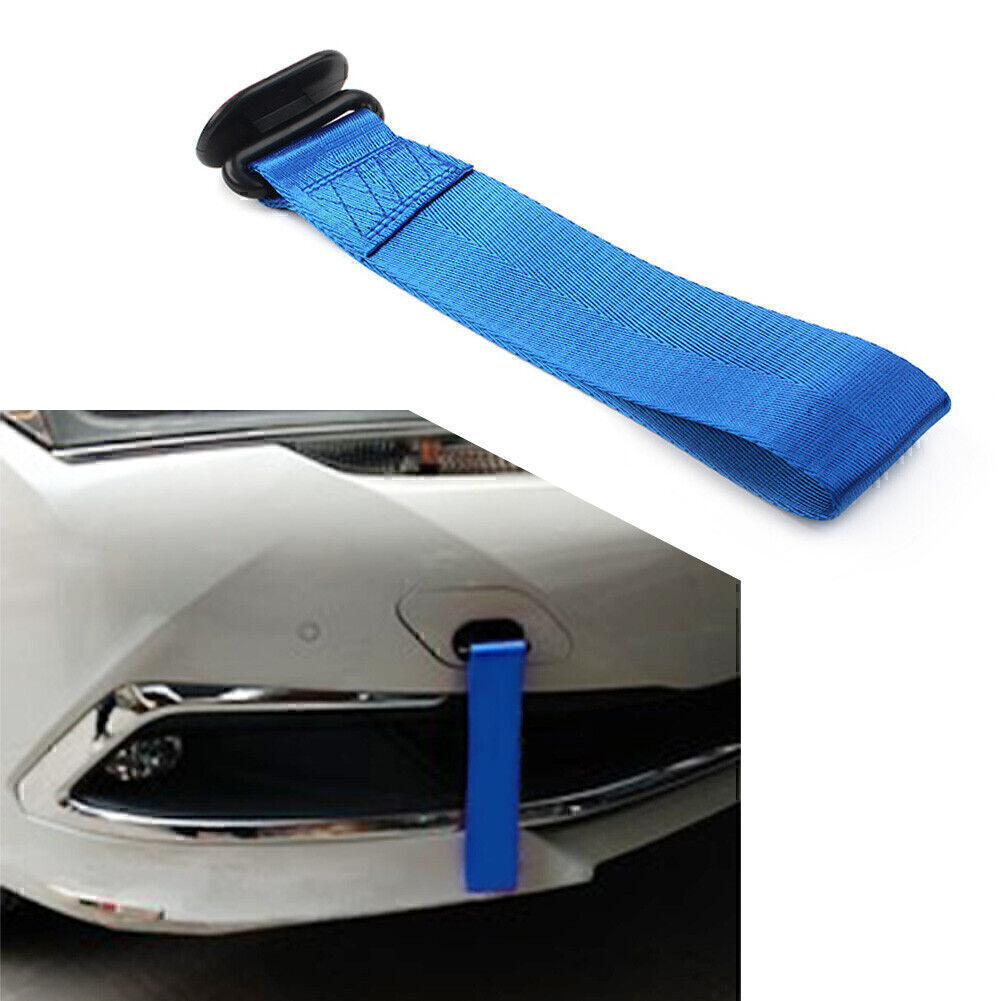 Blue Car Tow Towing Strap Belt Racing Drift Rope Rally Hook Universal fit