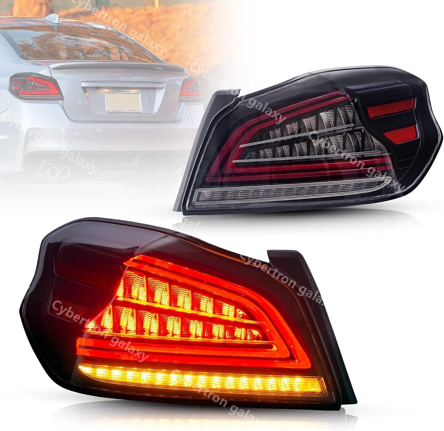 LHRH LED taillights for 2015-2021 for Subaru WRX and for Subaru WRX STI transparent taillights.