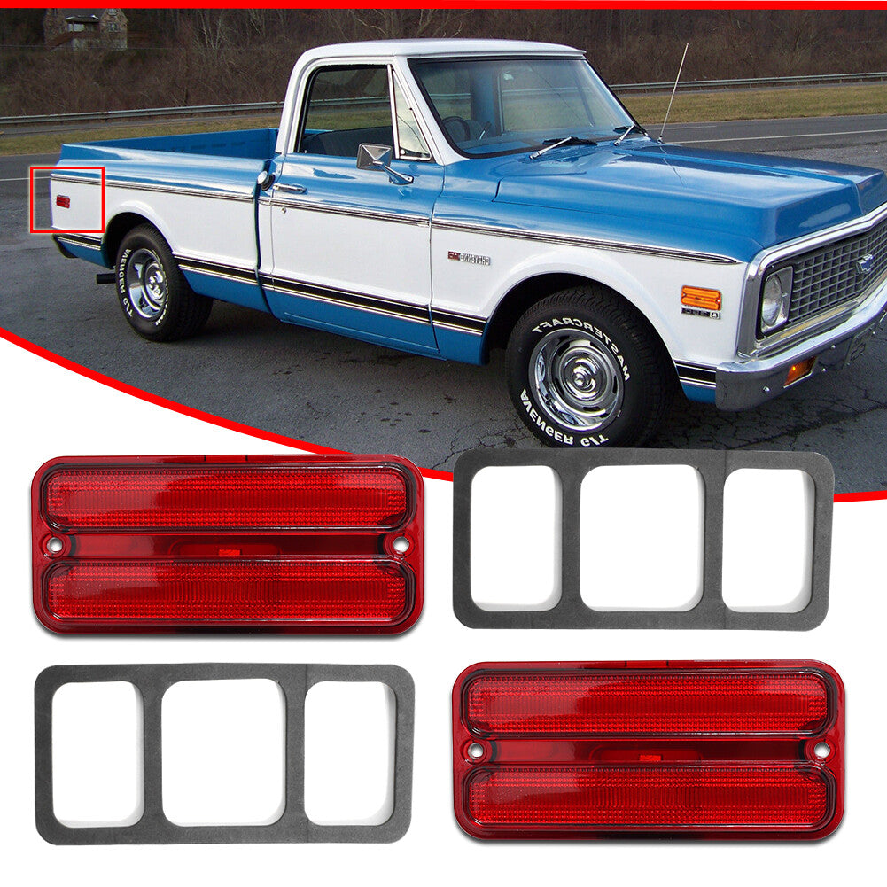 Applicable to 1968-72 for Chevrolet C10 for GMC pickup trucks with LED side markers and turn signals. Red for Chevrolet .