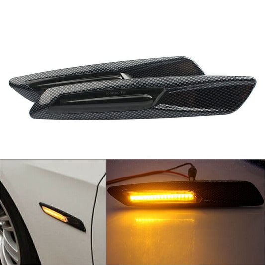 for BMW E82 E88 E92 E60 F10 Carbon Fiber F10 Style Amber LED Side Marker Lights