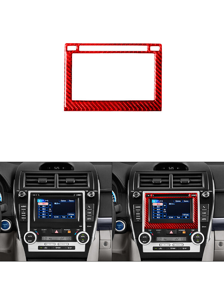 Red Carbon Fiber Console GPS Navigation Panel Trim Cover for Toyota for Camry Type A