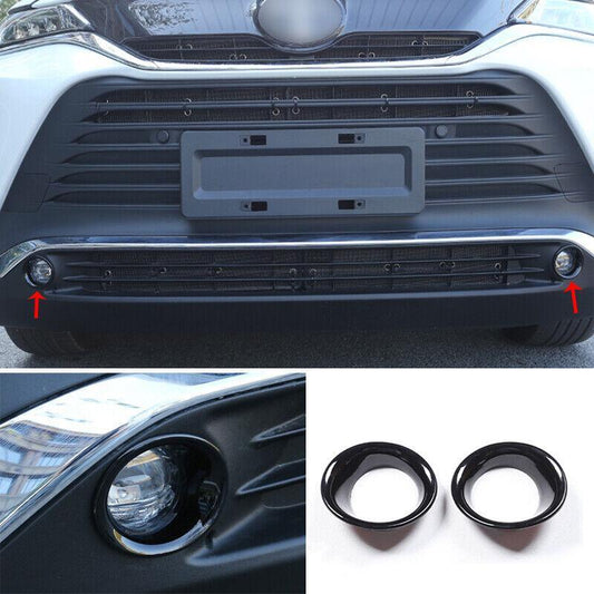 Glossy Black Front Fog Light Lamp Frame Cover For 2021-2023 for Toyota Venza Harrier