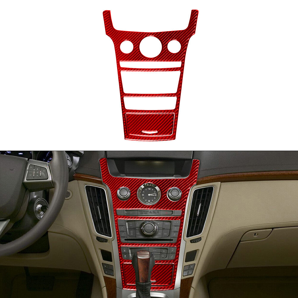 2Pcs Red Central Console Cover Trim Carbon Fiber for CADILLAC CTS SPORT 2008-UP