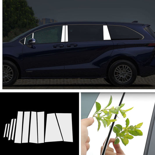 For 2021-2023 for Toyota for Sienna Chrome Trim Side Door Window Pillar Posts Panel Trim