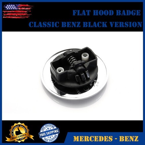 FOR Black Classic Front Hood Emblem Flat Laurel Wreath Badge for Mercedes AMG 57mm