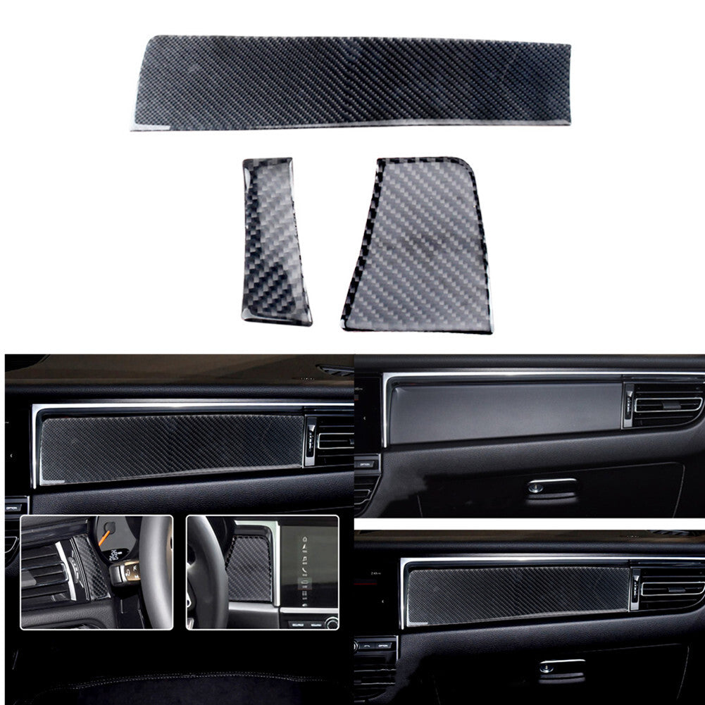 3Pcs Carbon Fiber Interior Dashboard Cover Trim for Porsche Macan 2019-2020