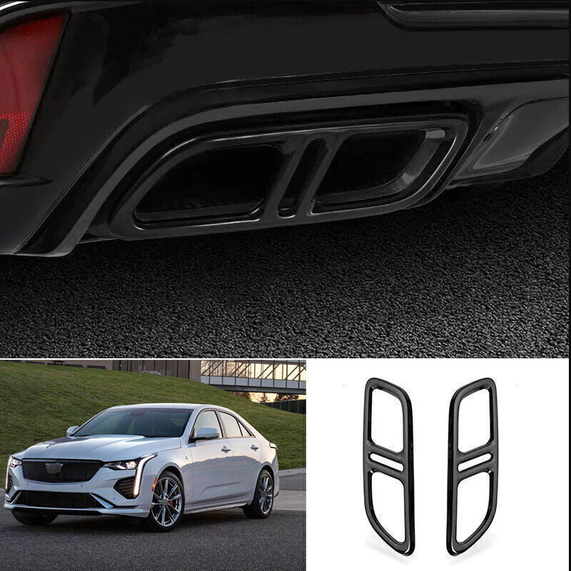 for Cadillac CT4 20-24 Bright Black Rear Tail Exhaust Muffler Tip Pipe Frame 2X