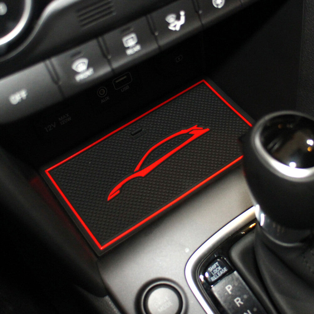 Anti-Slip Gate Slot Cup Mat for Hyundai Kona 2017 2018 Kauai Accessories Pad RED