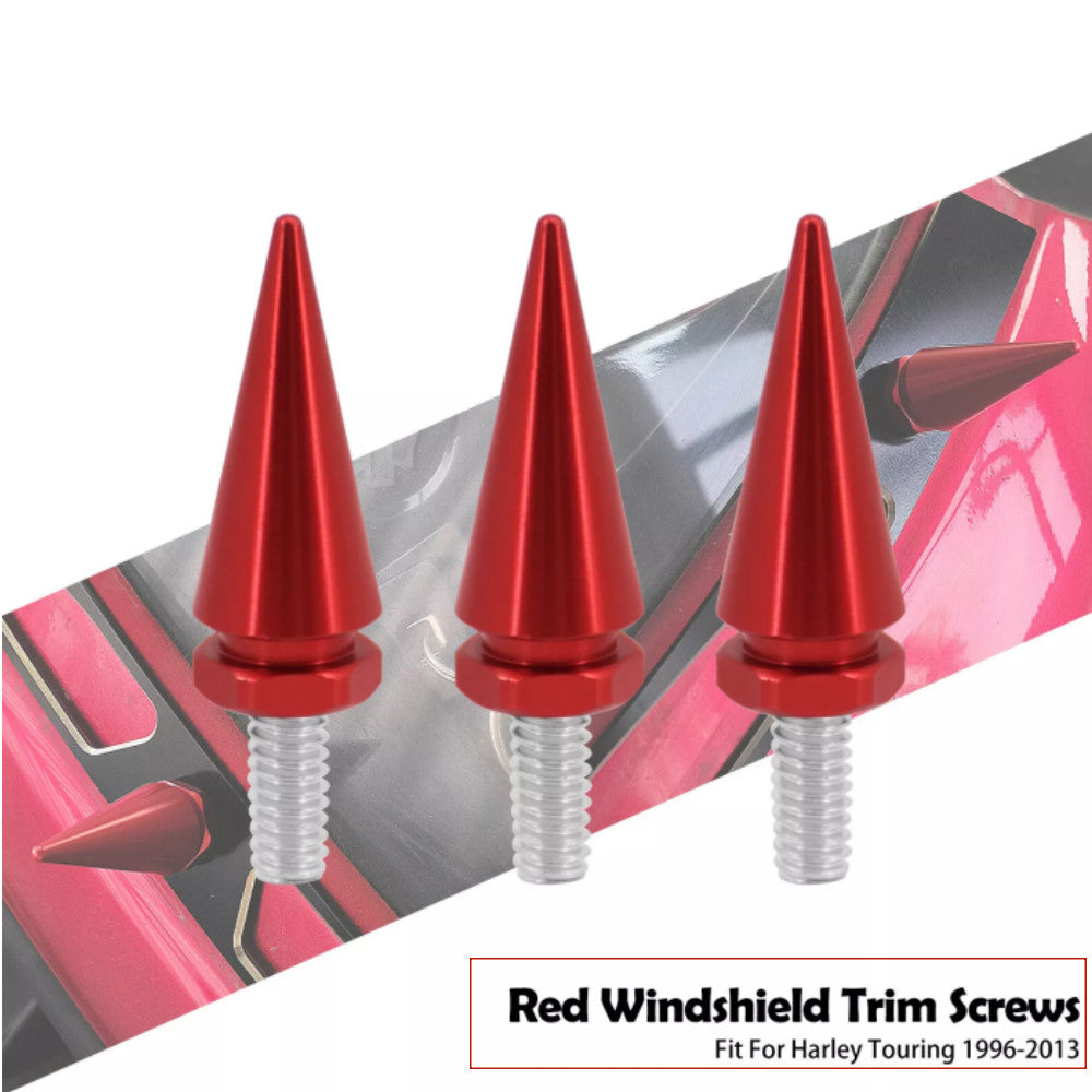 Red Spike Windshield Bolt Screws Fit for Harley Touring Tri Electra Glide 96-13