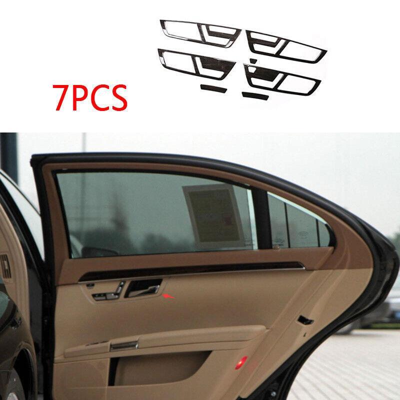 Car for Benz S-Class 08-12 7PCS Black wood Grain Inner Door Handle Frame Trim