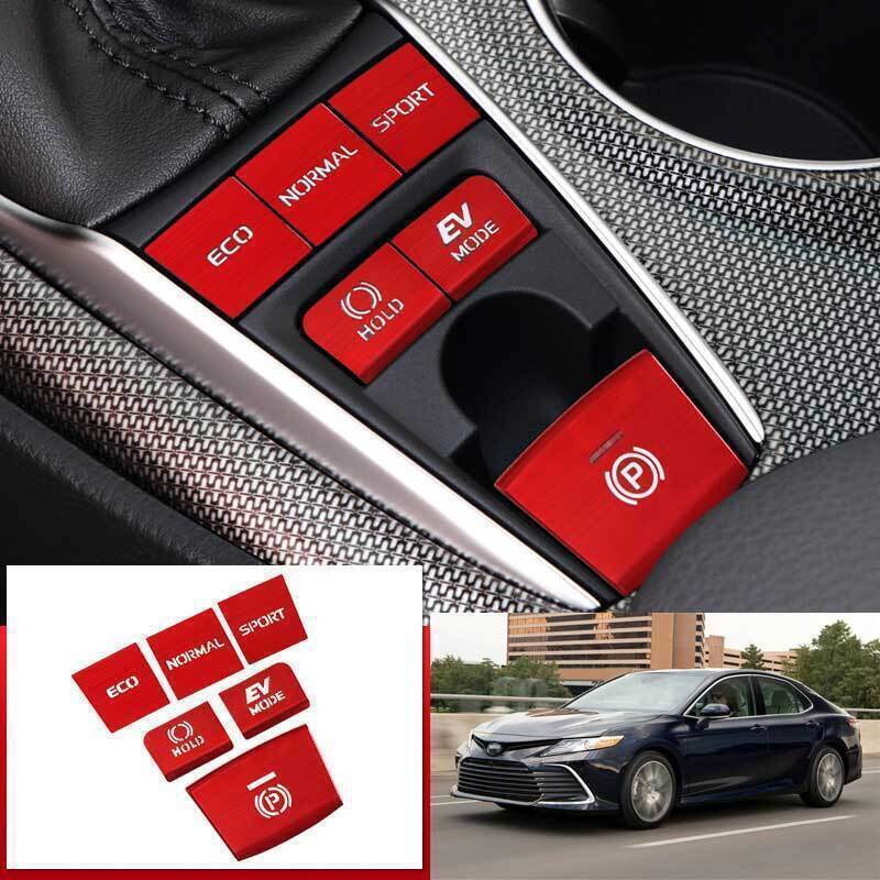 for Toyota for Camry 2018-2023 Red Alloy Center Console Gear Shift Button Sticker 6