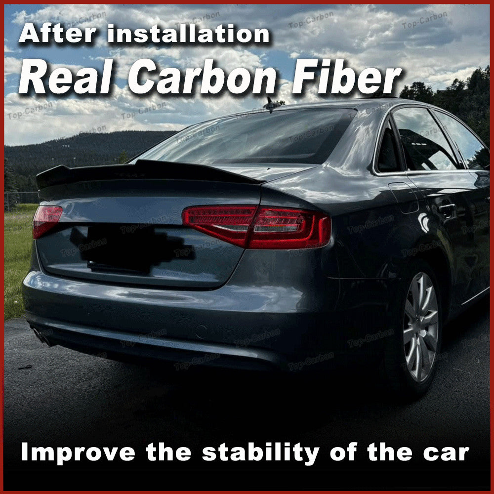 REAL CARBON Rear Trunk Spoiler Wing Lip Fit for Audi A4 B8.5 A4L Sedan 2013-2016
