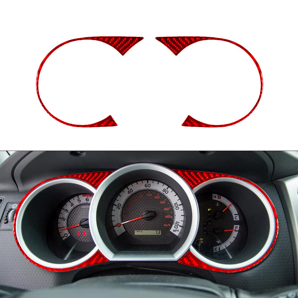Red Speedometer Frame Trim Cover Decor Carbon Fiber for Toyota Tacoma 2012-2015
