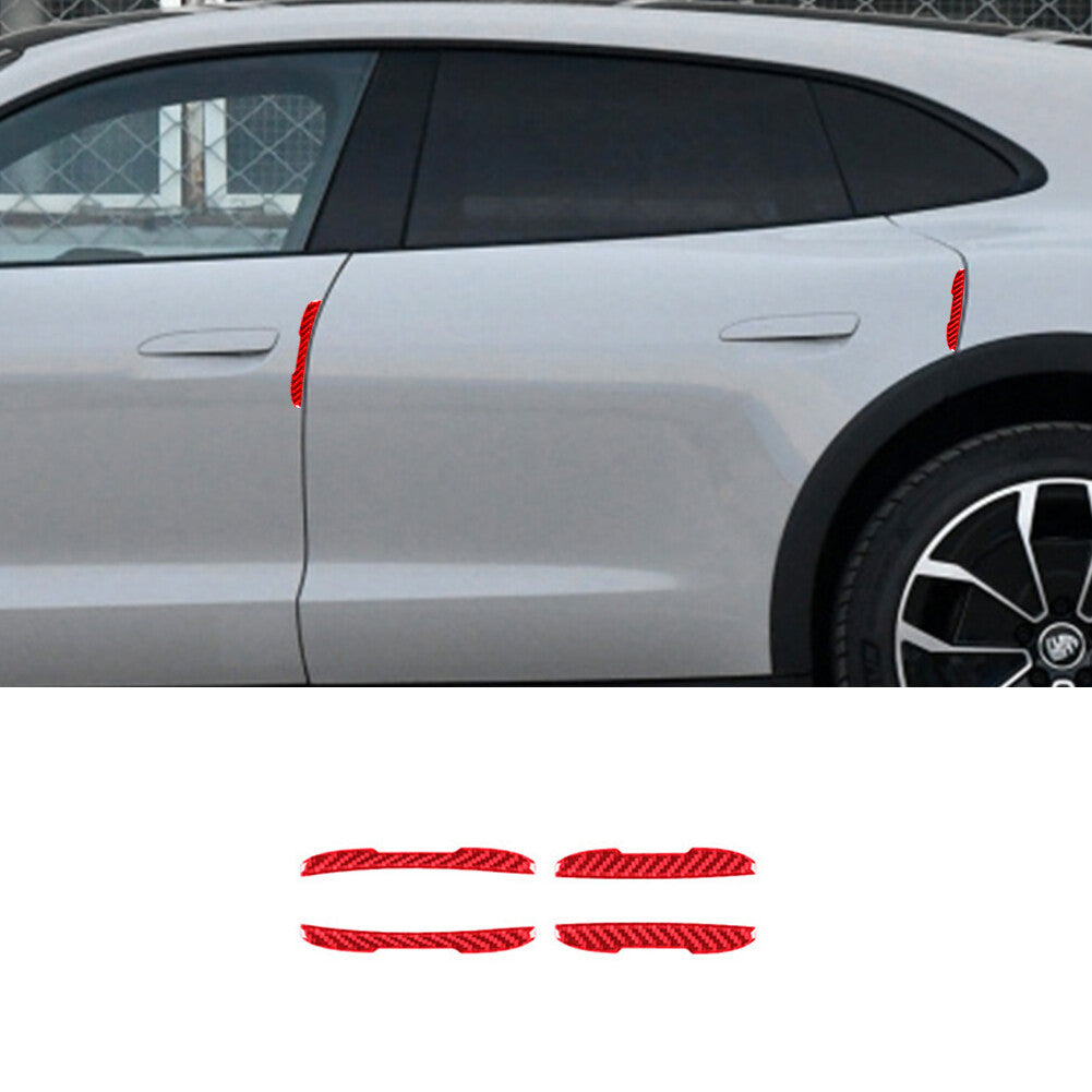 4x red carbon fiber door anti-collision trim for Porsche Taycan 2019-2022
