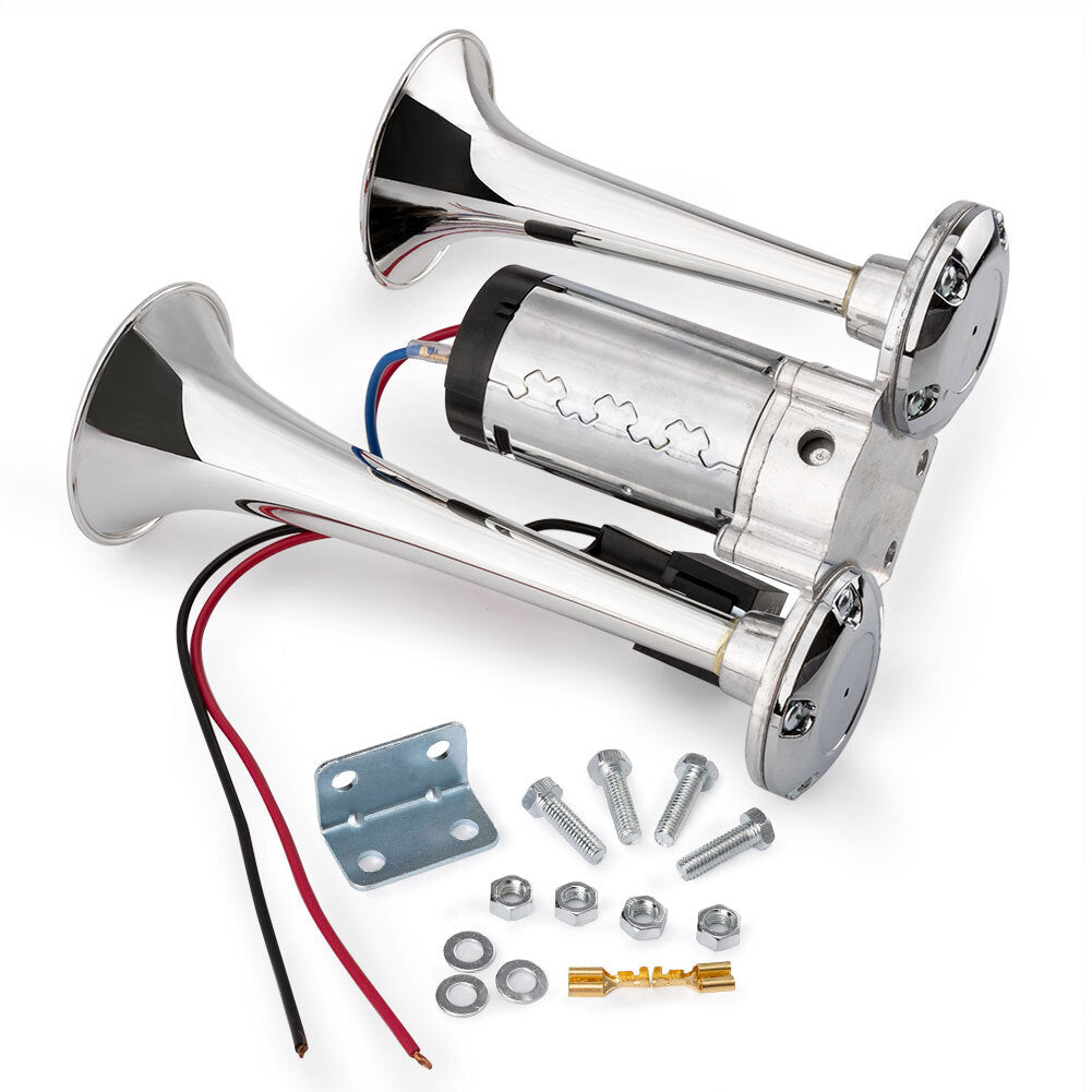 12V Truck Train Air Horns 600DB Dual Trumpets Super Loud Electric Car Air Horn K