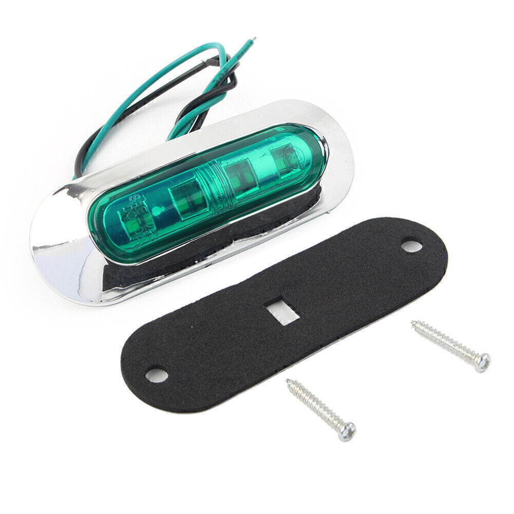 Fit Truck Trailer Pickup 12V 24V 4 LED Side Clearance Marker Green Light 5pcs
