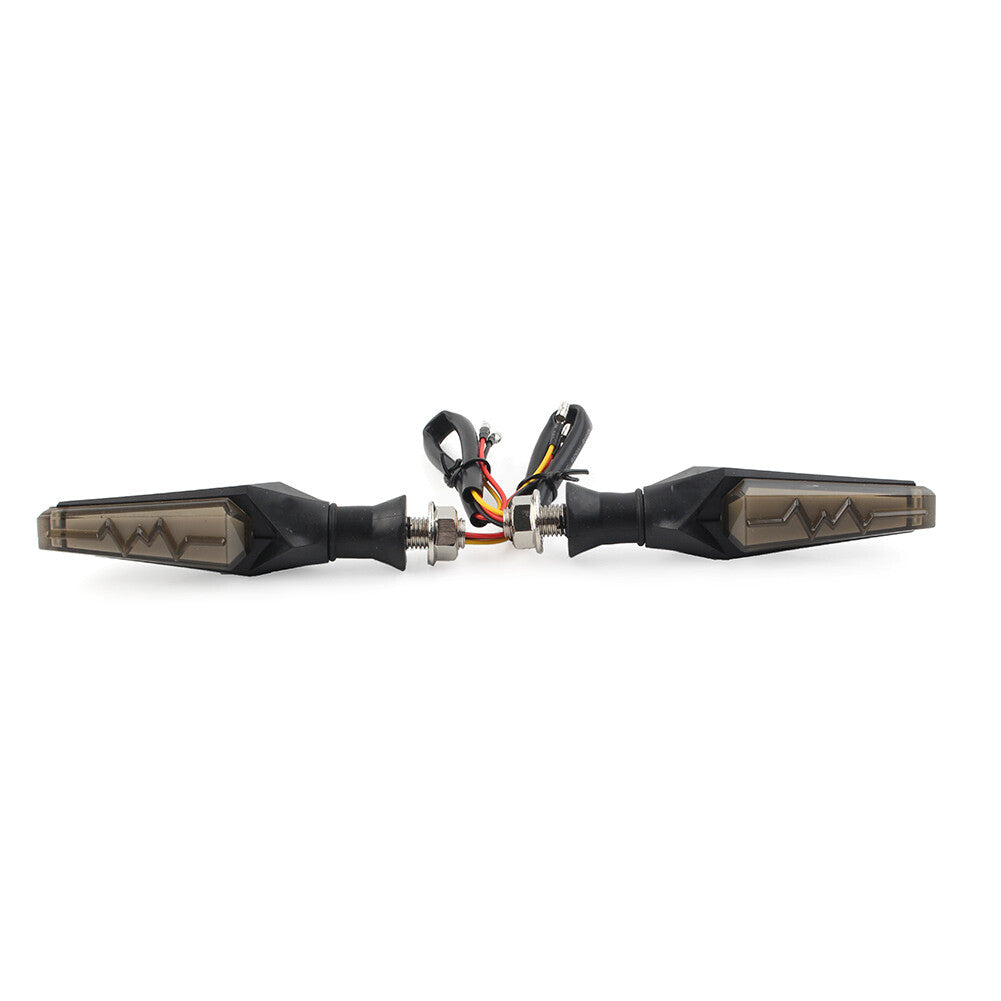LED Flowing Turn Signal Amber Light Lamp Double-sided Blinker Smoke Motorcycle
