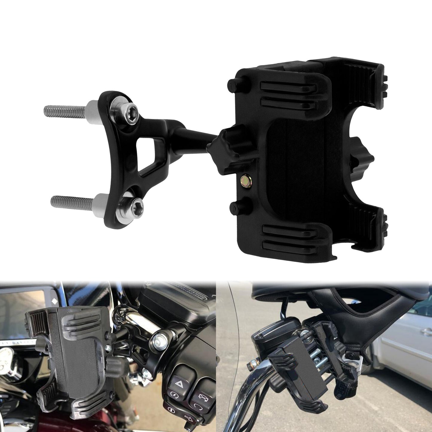 Motorcycle Black Cell Phone Holder GPS Mount Kit Bracket Fit for Harley Touring