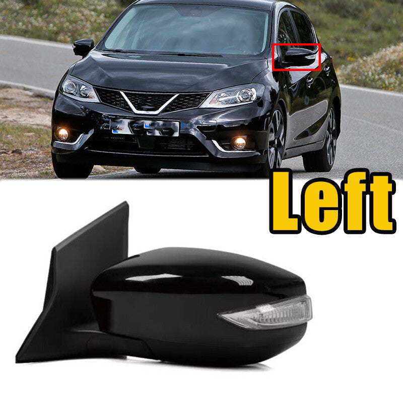 1Pcs Left Side Door Rearview Mirror Black 5-PIN for Nissan Pulsar 2016-2023