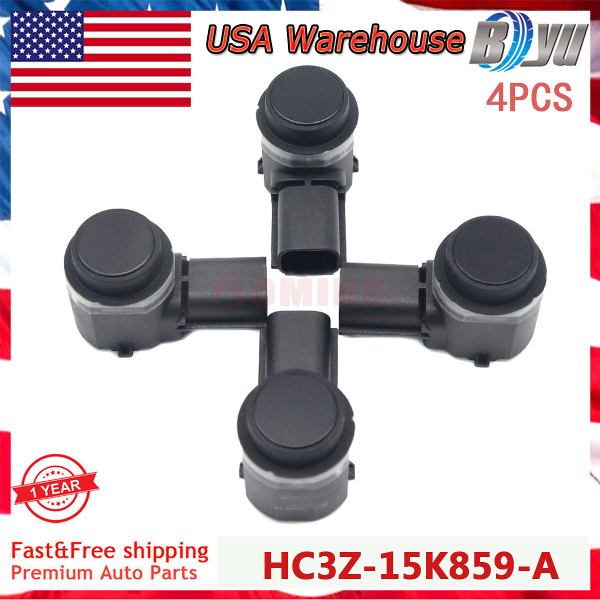 Set 4x for Ford HC3Z-15K859-A PDC Rear Reverse Parking Aid System Backup Sensor