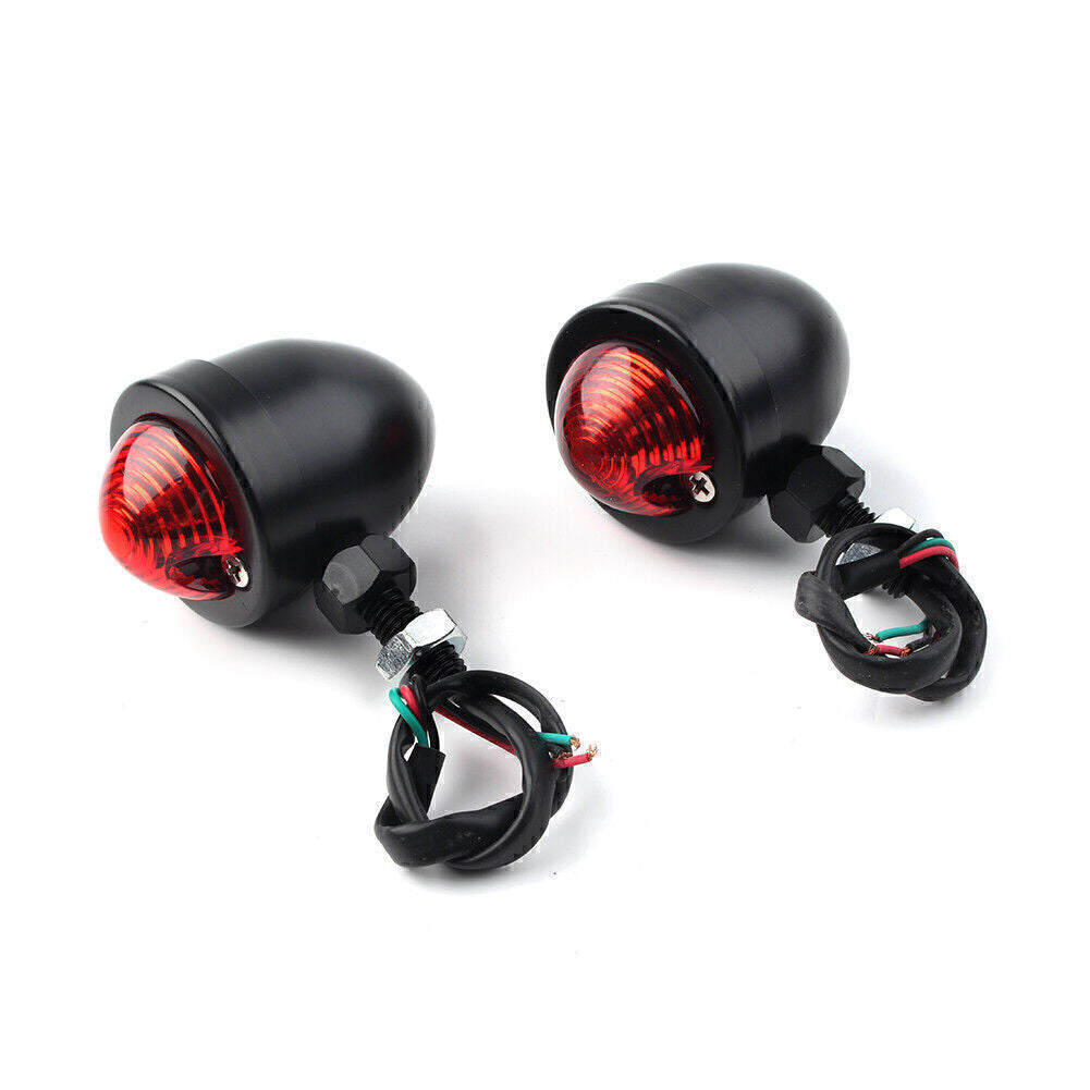 2X Black 12V Motorcycle Turn Signals Blinker Indicator Light Red Lamp UK