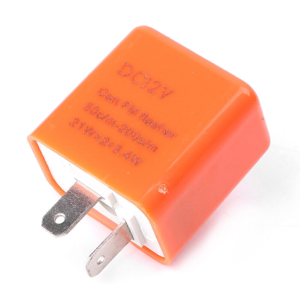 Orange 2-Pin Speed Adjustable LED Flasher Relay Fix Motorcycle Light Hyper Flash