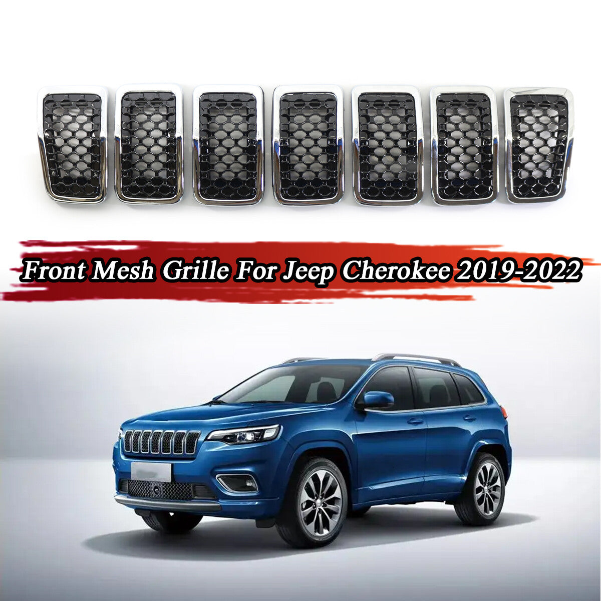 Mesh BBQ grill insert decorative ring cover for 2019-2022 for Jeep Cherokee Honeycomb