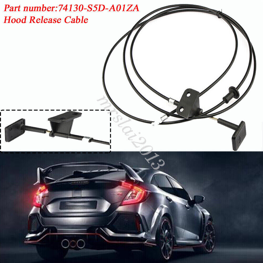 for Honda for Civic 2001 - 2005 Hood Release Latch Cable W/ Handle 74130-S5D-A01ZA