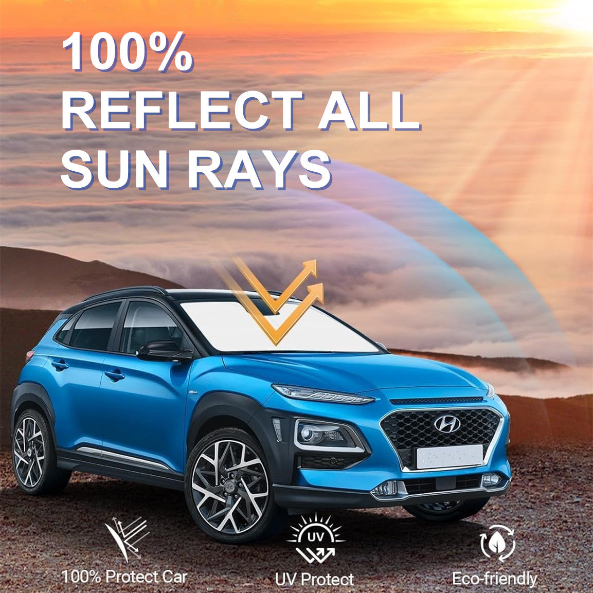 For 2024 2025 for Hyundai Kona Front Windshield Sun Shade Foldable Heat Block Cover