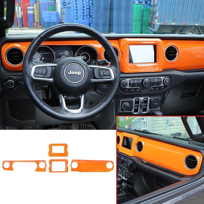 for Jeep for Wrangler JL JT 18-23 Orange Central Control Instrument GPS Panel Cover