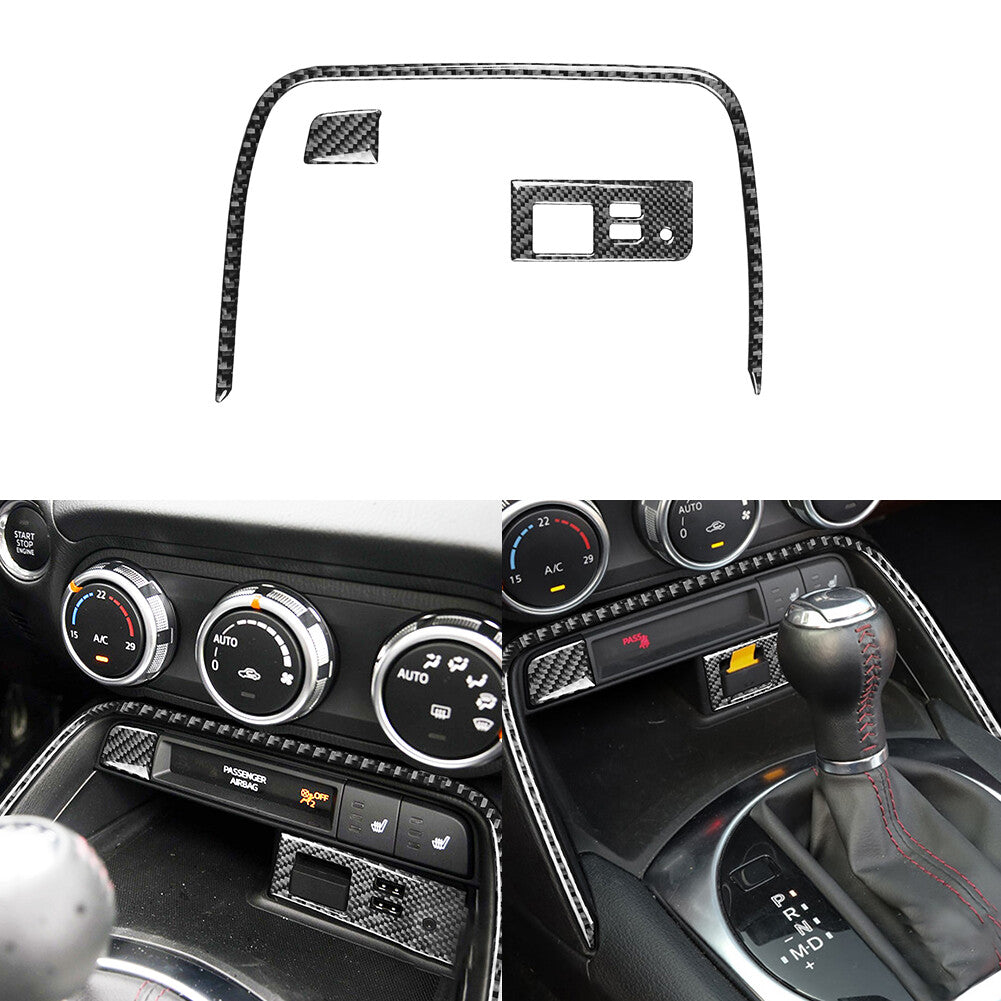 for Mazda MX-5 2016-2020 Carbon Fiber Interior Center Control Panel Cover Trim