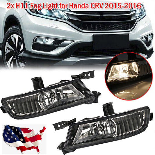 2-piece front bumper fog light DRL with H11 bulbs suitable for 15-16 CRV CR-V for Honda