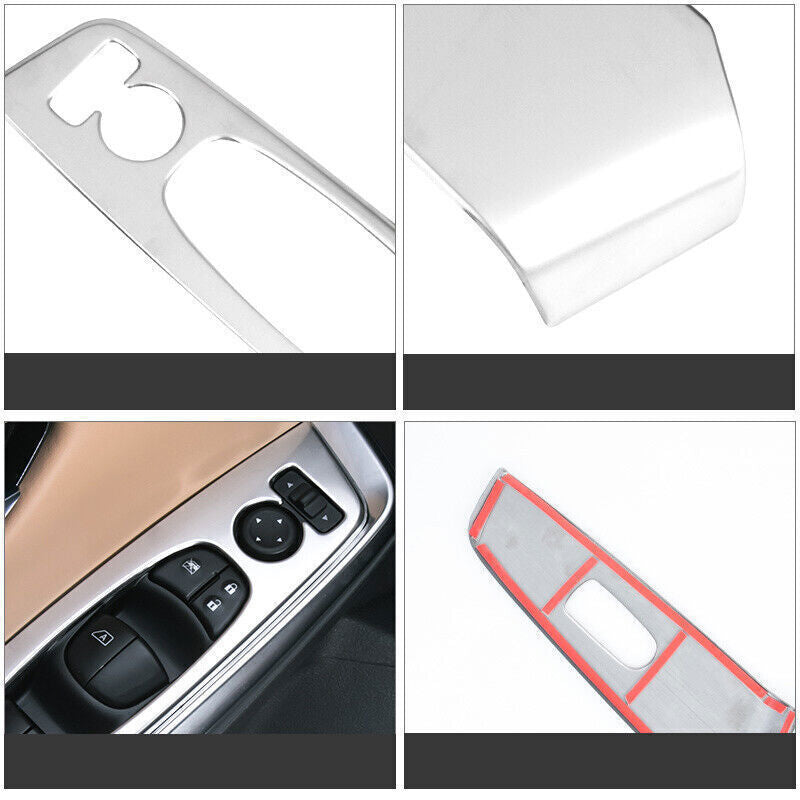 Glass Window Lifting Lock Panel Trim 4X for Nissan Sentra 2020-2022 Silver Steel