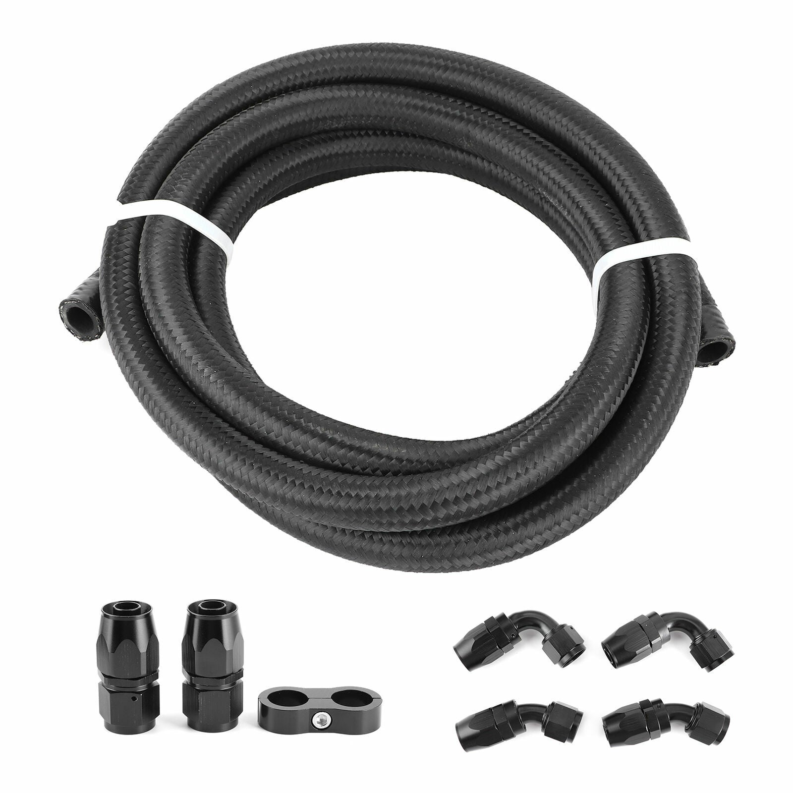 3M Braided Oil Fuel Line Hose with 6AN Hose Fittings and Hose Splitter Clamp Kit